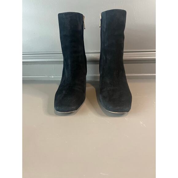 Sam Edelman black fawn suede ankle boots zipper block heel womens sz 7 glam - Picture 1 of 5